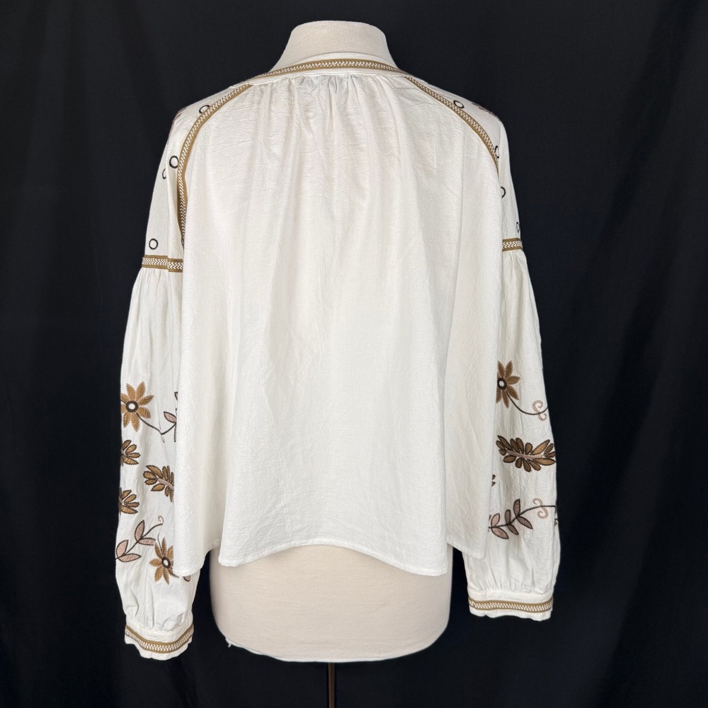 Anthropologie Boho Long Sleeve RD&Koko Embroidered Tie-Front Jacket Kimono Sz L - Picture 6 of 13